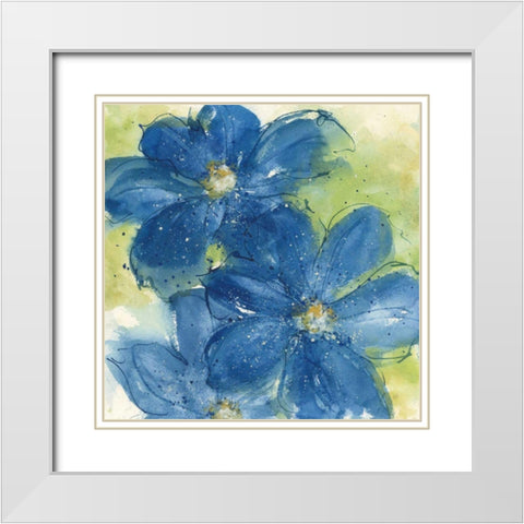 Starlight Clematis I White Modern Wood Framed Art Print with Double Matting by Paschke, Chris