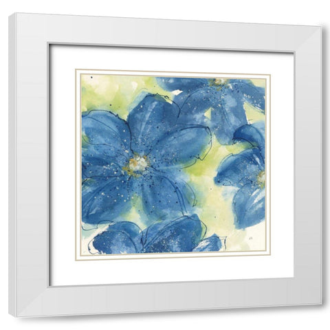 Starlight Clematis II White Modern Wood Framed Art Print with Double Matting by Paschke, Chris