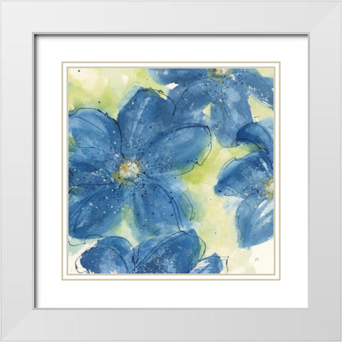 Starlight Clematis II White Modern Wood Framed Art Print with Double Matting by Paschke, Chris