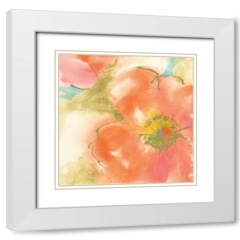 Coral Poppy I White Modern Wood Framed Art Print with Double Matting by Paschke, Chris