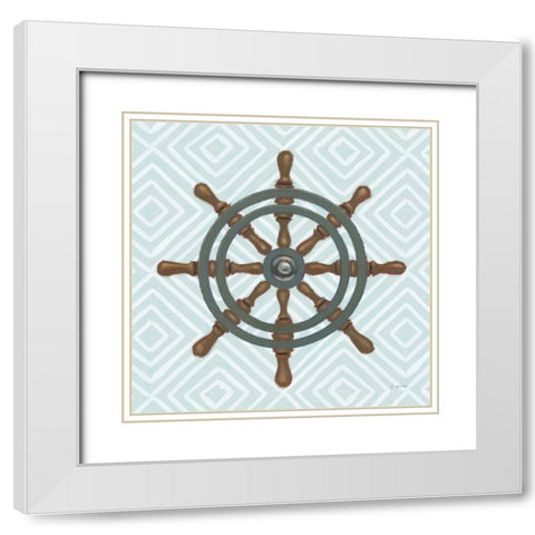 A Day at Sea IV Aqua White Modern Wood Framed Art Print with Double Matting by Wiens, James