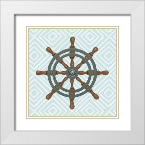 A Day at Sea IV Aqua White Modern Wood Framed Art Print with Double Matting by Wiens, James