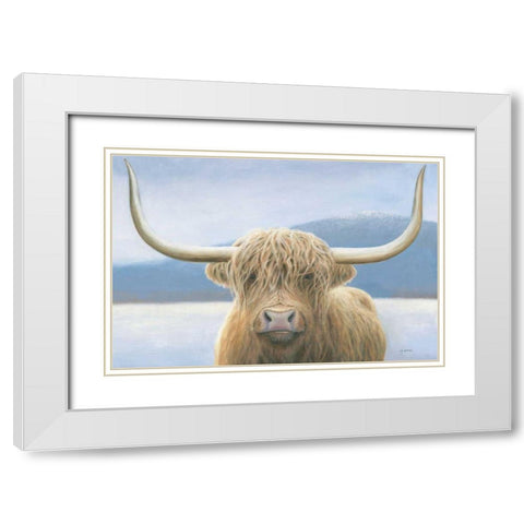 Highland Cow White Modern Wood Framed Art Print with Double Matting by Wiens, James