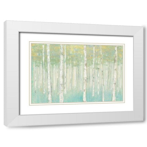 Birches at Sunrise White Modern Wood Framed Art Print with Double Matting by Purinton, Julia