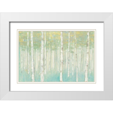 Birches at Sunrise White Modern Wood Framed Art Print with Double Matting by Purinton, Julia