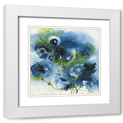 Blue Explosion White Modern Wood Framed Art Print with Double Matting by Griggs, Jan