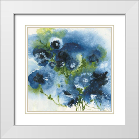 Blue Explosion White Modern Wood Framed Art Print with Double Matting by Griggs, Jan