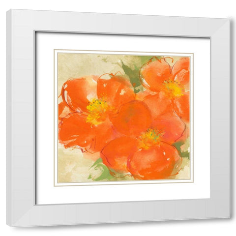 Tangerine Poppies II White Modern Wood Framed Art Print with Double Matting by Paschke, Chris