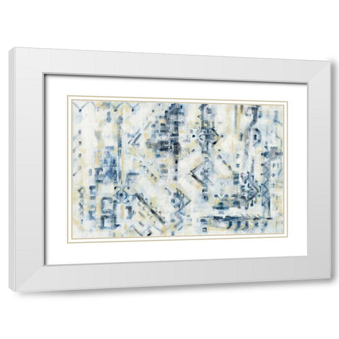Scattered Indigo White Modern Wood Framed Art Print with Double Matting by Vassileva, Silvia