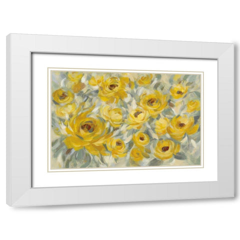 Yellow Roses White Modern Wood Framed Art Print with Double Matting by Vassileva, Silvia