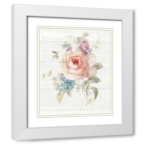 Cottage Garden III Shiplap White Modern Wood Framed Art Print with Double Matting by Nai, Danhui