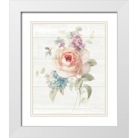 Cottage Garden III Shiplap White Modern Wood Framed Art Print with Double Matting by Nai, Danhui