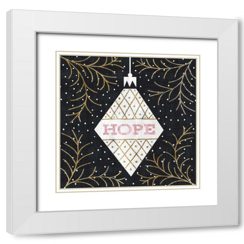 Jolly Holiday Ornaments Hope Metallic White Modern Wood Framed Art Print with Double Matting by Mullan, Michael