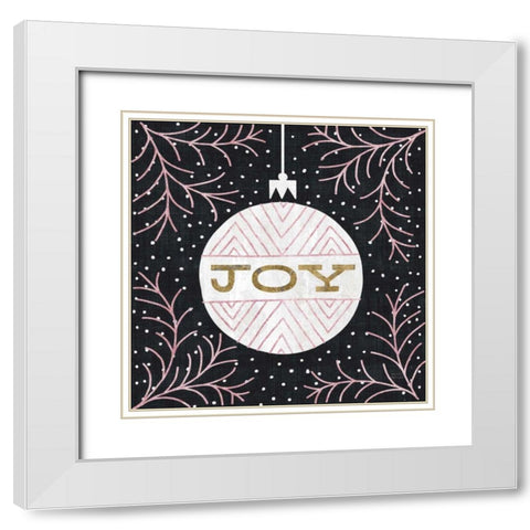Jolly Holiday Ornaments Joy Metallic White Modern Wood Framed Art Print with Double Matting by Mullan, Michael