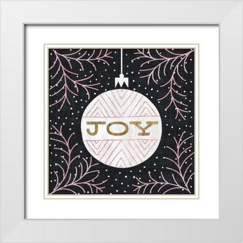 Jolly Holiday Ornaments Joy Metallic White Modern Wood Framed Art Print with Double Matting by Mullan, Michael