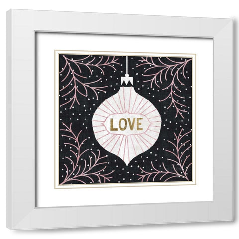 Jolly Holiday Ornaments Love Metallic White Modern Wood Framed Art Print with Double Matting by Mullan, Michael