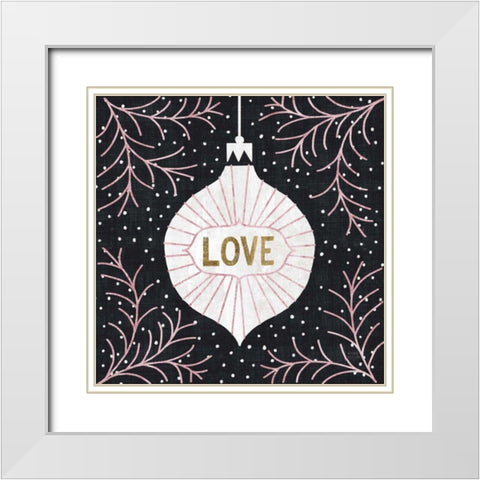 Jolly Holiday Ornaments Love Metallic White Modern Wood Framed Art Print with Double Matting by Mullan, Michael