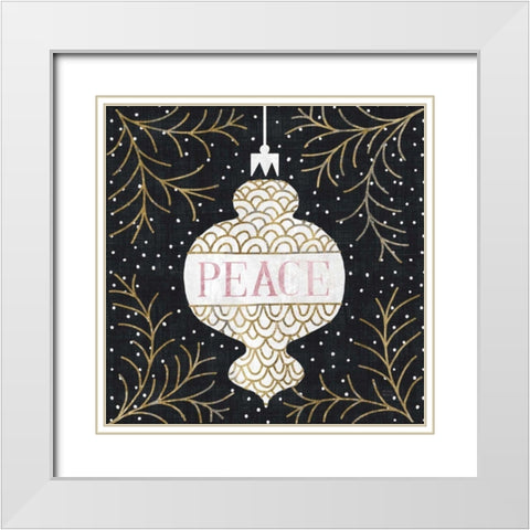 Jolly Holiday Ornaments Peace Metallic White Modern Wood Framed Art Print with Double Matting by Mullan, Michael