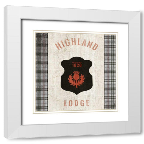 Tartan Lodge Shield I White Modern Wood Framed Art Print with Double Matting by Wild Apple Portfolio