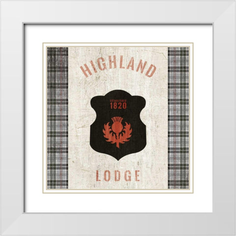 Tartan Lodge Shield I White Modern Wood Framed Art Print with Double Matting by Wild Apple Portfolio