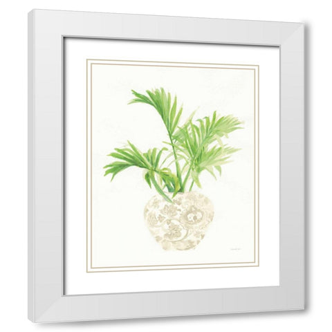 Palm Chinoiserie II Cream White Modern Wood Framed Art Print with Double Matting by Nai, Danhui