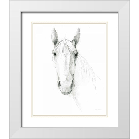 Horse Sketch White Modern Wood Framed Art Print with Double Matting by Tillmon, Avery