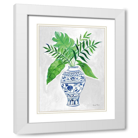 Elegant Chinoiserie I Gray White Modern Wood Framed Art Print with Double Matting by Zaman, Farida