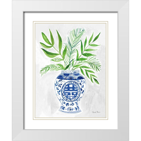 Elegant Chinoiserie II Gray White Modern Wood Framed Art Print with Double Matting by Zaman, Farida
