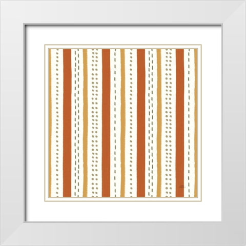 Harvest Village Pattern IVA White Modern Wood Framed Art Print with Double Matting by Marshall, Laura