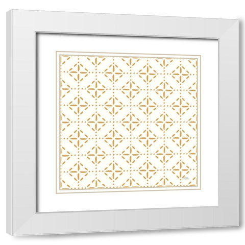 Harvest Village Pattern VIIA White Modern Wood Framed Art Print with Double Matting by Marshall, Laura