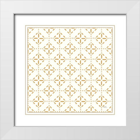 Harvest Village Pattern VIIA White Modern Wood Framed Art Print with Double Matting by Marshall, Laura