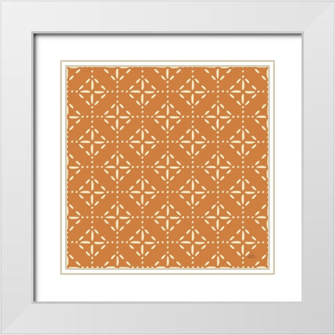 Harvest Village Pattern VIIB White Modern Wood Framed Art Print with Double Matting by Marshall, Laura