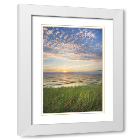 Lake Michigan Sunset I White Modern Wood Framed Art Print with Double Matting by Majchrowicz, Alan