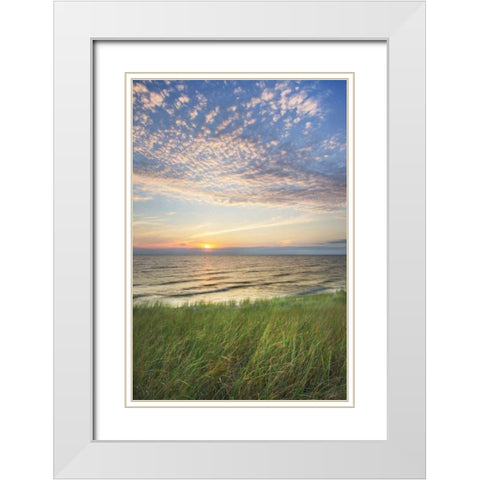 Lake Michigan Sunset I White Modern Wood Framed Art Print with Double Matting by Majchrowicz, Alan