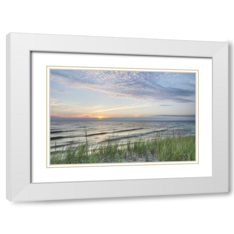 Lake Michigan Sunset III White Modern Wood Framed Art Print with Double Matting by Majchrowicz, Alan