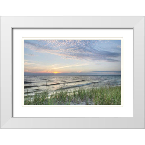 Lake Michigan Sunset III White Modern Wood Framed Art Print with Double Matting by Majchrowicz, Alan