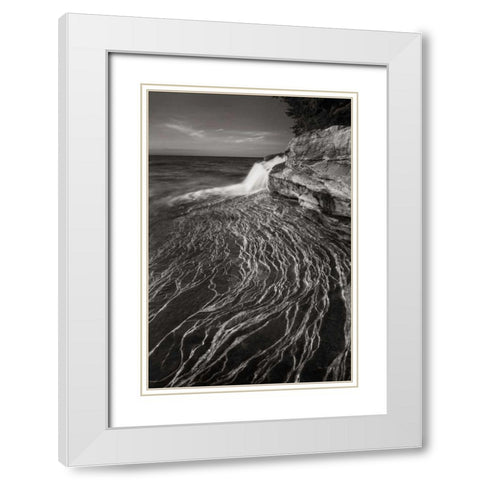 Pictured Rocks Michigan I BW White Modern Wood Framed Art Print with Double Matting by Majchrowicz, Alan