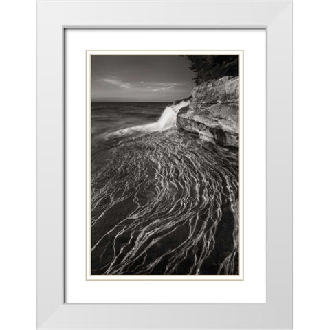 Pictured Rocks Michigan I BW White Modern Wood Framed Art Print with Double Matting by Majchrowicz, Alan