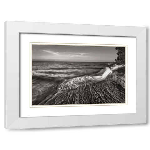 Pictured Rocks Michigan II BW White Modern Wood Framed Art Print with Double Matting by Majchrowicz, Alan