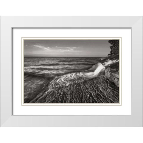 Pictured Rocks Michigan II BW White Modern Wood Framed Art Print with Double Matting by Majchrowicz, Alan