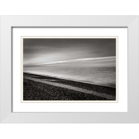 Lake Superior Beach III BW White Modern Wood Framed Art Print with Double Matting by Majchrowicz, Alan
