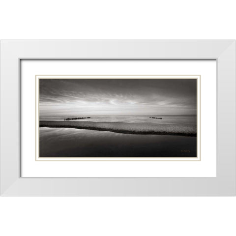 Lake Superior Beach IV BW White Modern Wood Framed Art Print with Double Matting by Majchrowicz, Alan