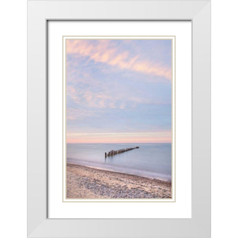 Lake Superior Old Pier I White Modern Wood Framed Art Print with Double Matting by Majchrowicz, Alan