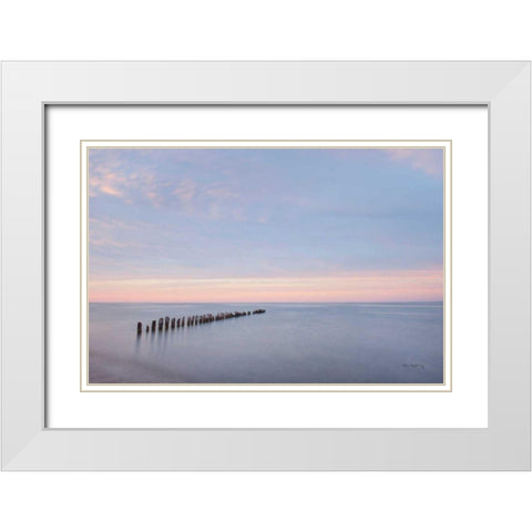 Lake Superior Old Pier II White Modern Wood Framed Art Print with Double Matting by Majchrowicz, Alan