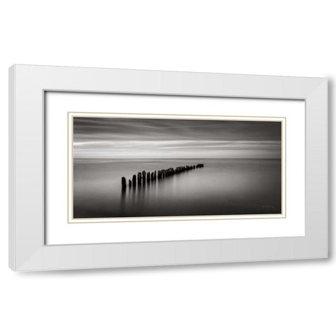 Lake Superior Old Pier III White Modern Wood Framed Art Print with Double Matting by Majchrowicz, Alan