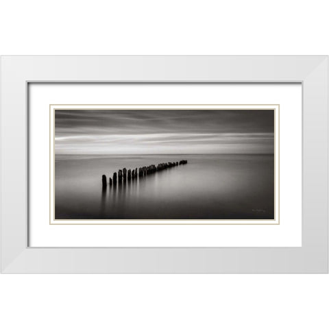 Lake Superior Old Pier III White Modern Wood Framed Art Print with Double Matting by Majchrowicz, Alan
