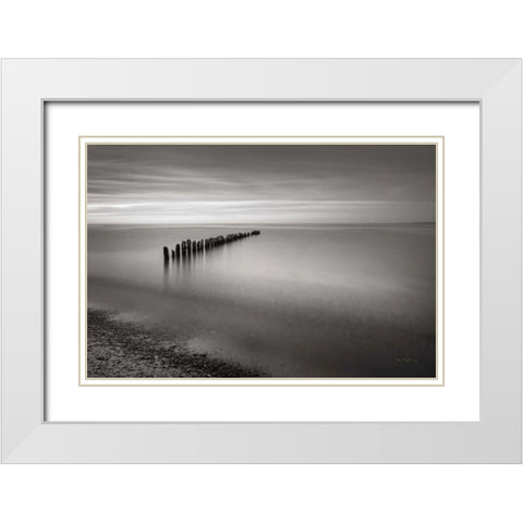 Lake Superior Old Pier V White Modern Wood Framed Art Print with Double Matting by Majchrowicz, Alan
