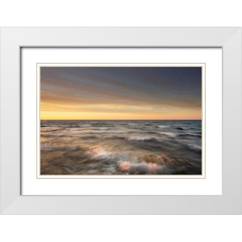 Lake Superior Waves White Modern Wood Framed Art Print with Double Matting by Majchrowicz, Alan