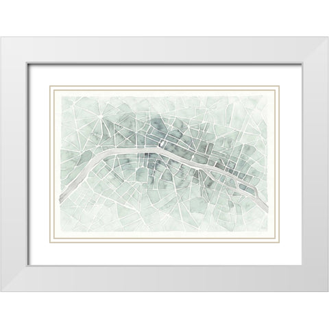 Watercolor Wanderlust Paris Mint White Modern Wood Framed Art Print with Double Matting by Marshall, Laura