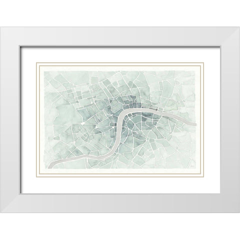 Watercolor Wanderlust London Mint White Modern Wood Framed Art Print with Double Matting by Marshall, Laura